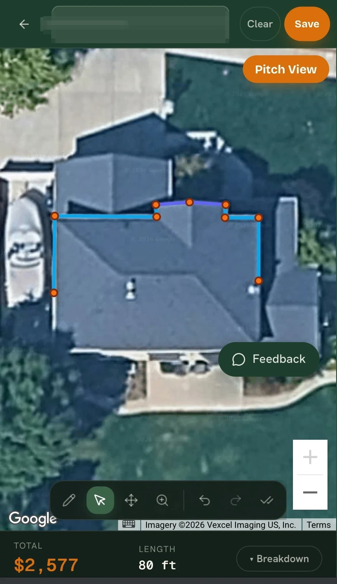 EaveHQ roofline tracing on mobile