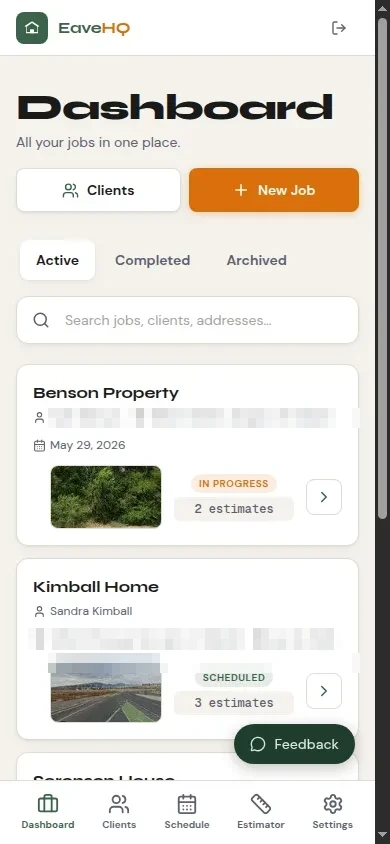 EaveHQ pipeline on a phone